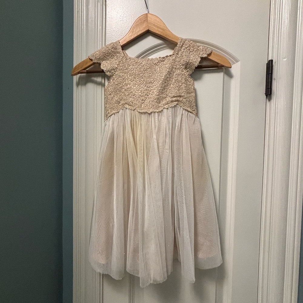Monsoon Gold Lace & Tulle Party Dress – Size 18–24 Months